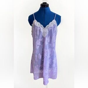 Vintage 90s Expressions Sheer Floral Lavender Light Purple Slip Cottage Core L